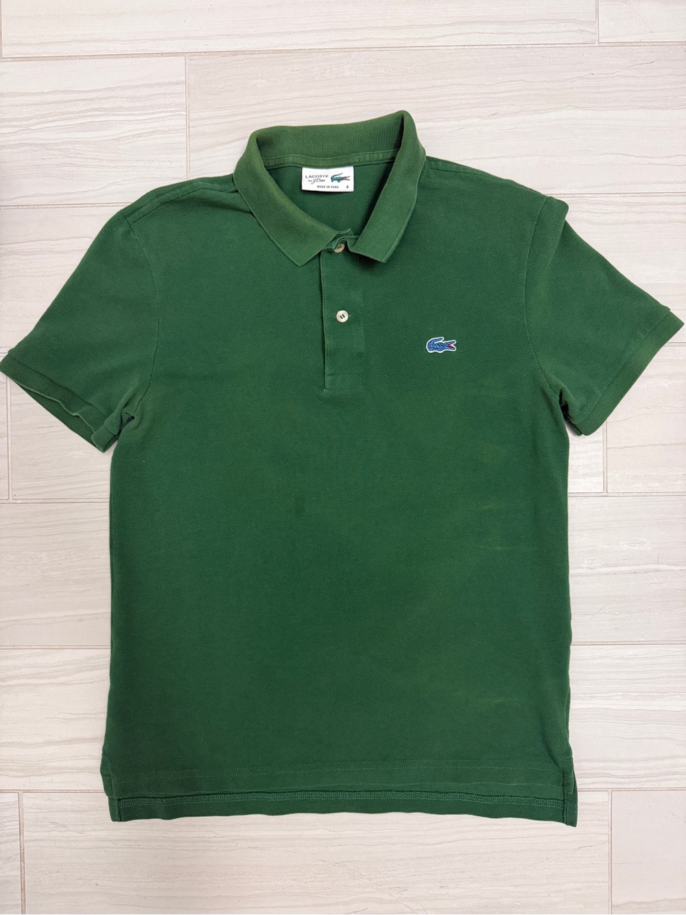 LACOSTE for J.CREW Green Pique Cotton Short Sleeve Polo Shirt Mens 4 US M